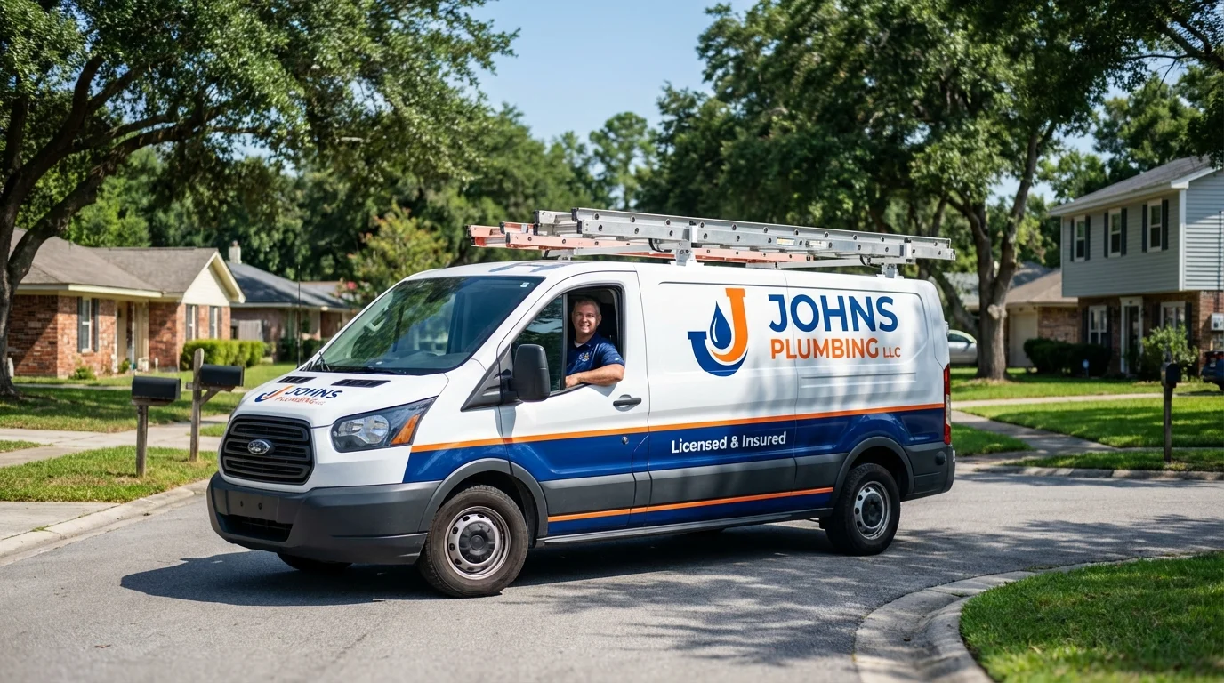 Johns Plumbing LLC service van in Perryville, MD
