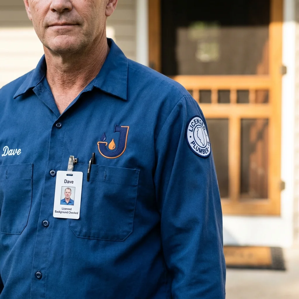 Licensed plumber showing ID badge in Perryville, MD